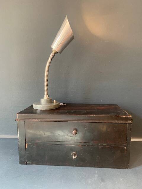 Cogit chrome metal accent lamp, Art Deco lamp, industrial, flexible