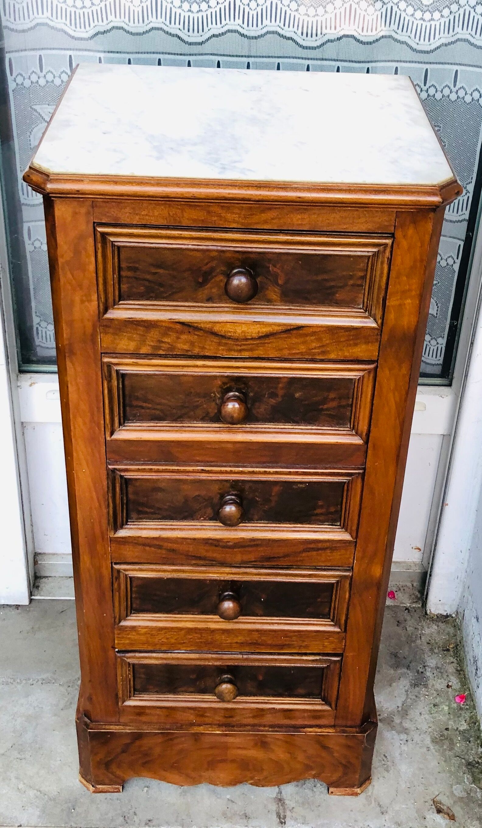 Old bedside, a niche and three drawers