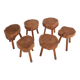 6 Raw Log Stools or Bedside Tables France circa 1970