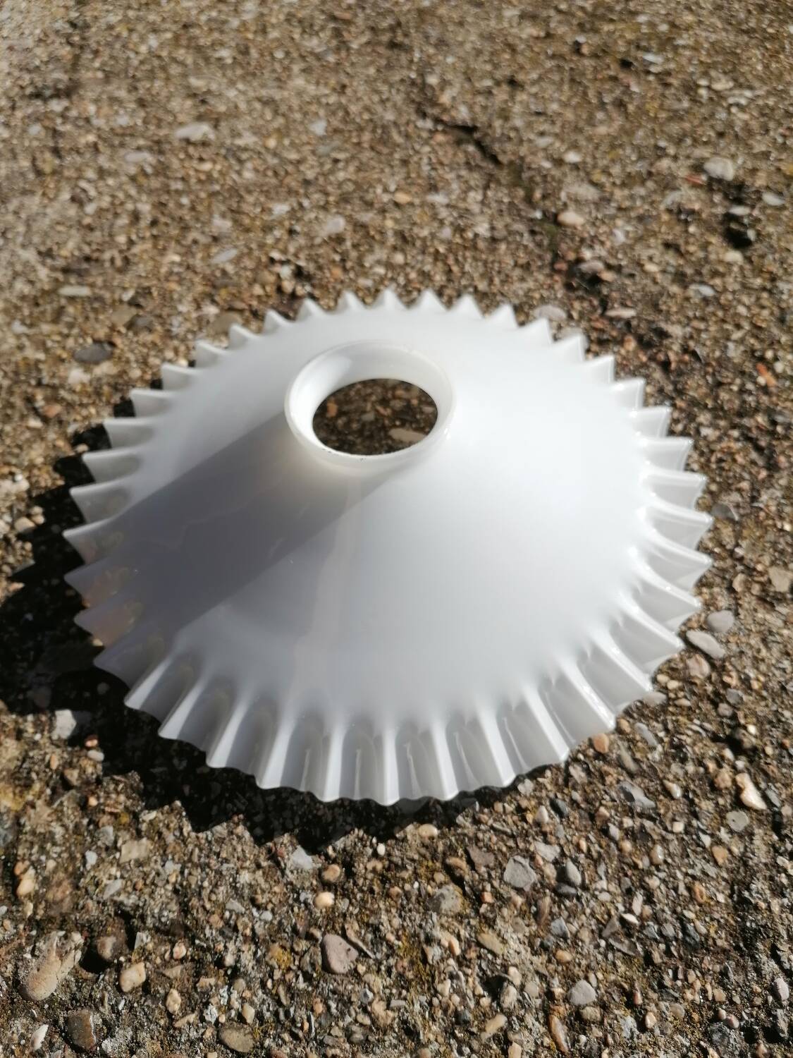 Vintage white scalloped opaline glass pendant lampshade