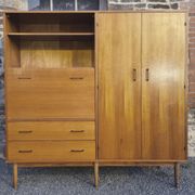 Combined modernist secretary, shelves, closet, wardrobe, vintage, 60s