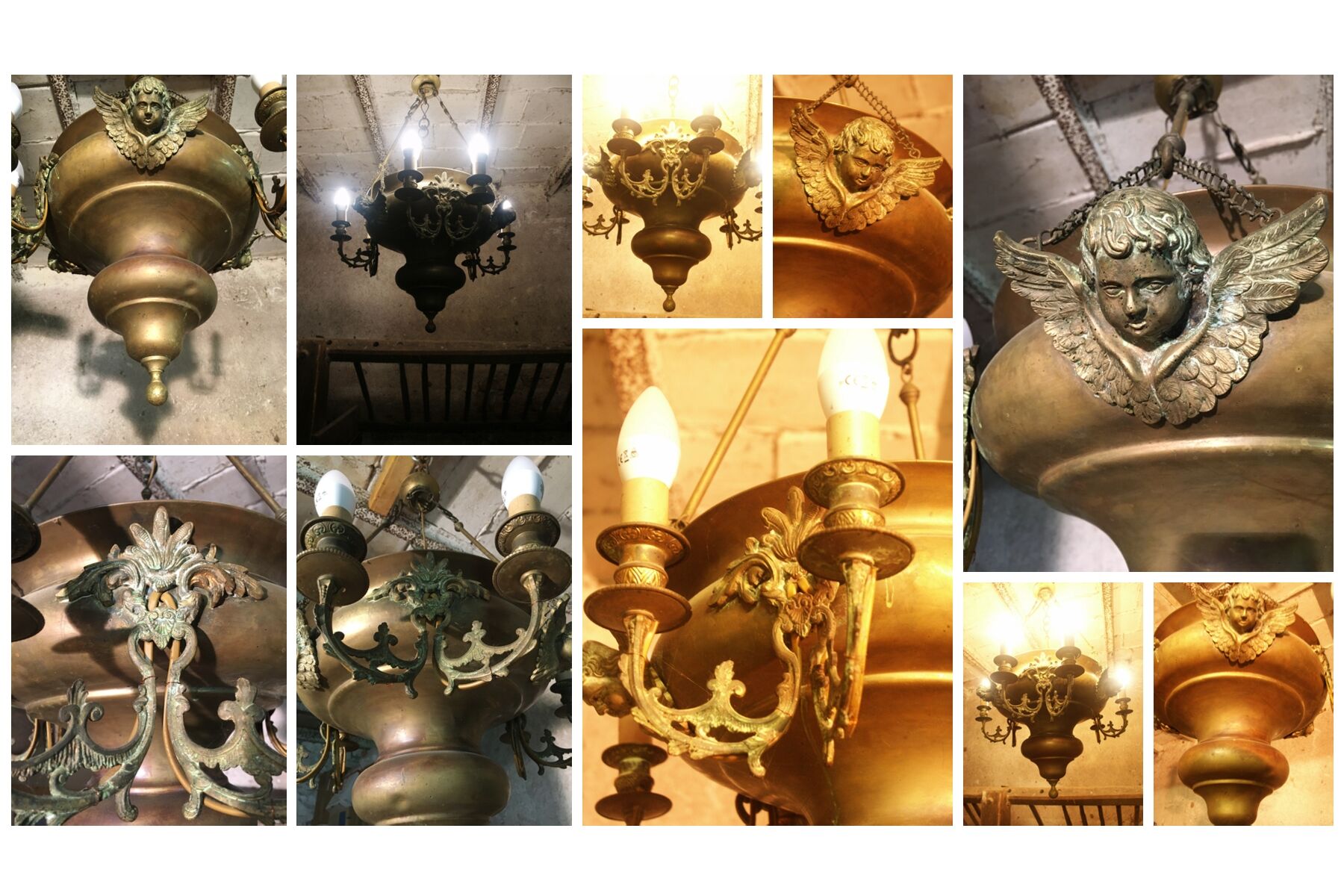 Brass chandelier with angels