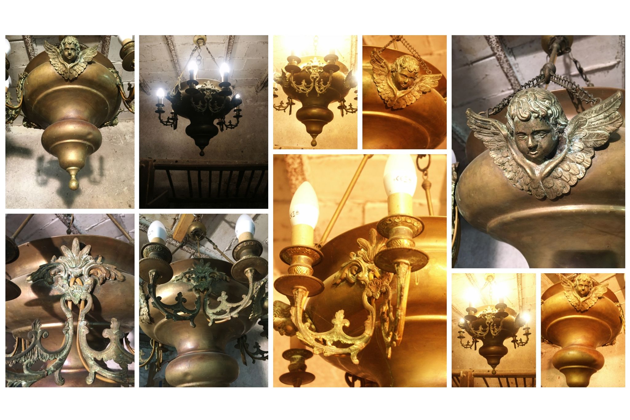 Brass chandelier with angels