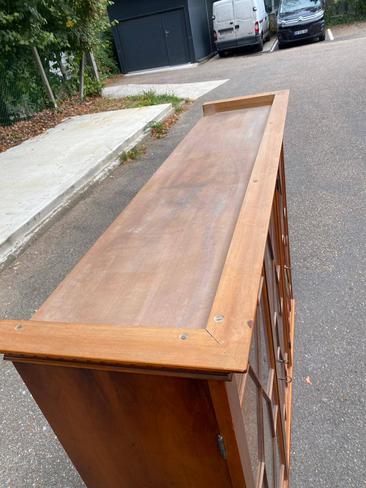 Large English solid wood library from the 19th century, 162cm.