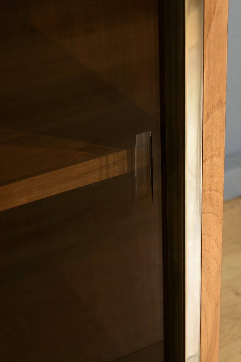 Long Glass Bookcase in Walnut, Rozaffy Style – 1960