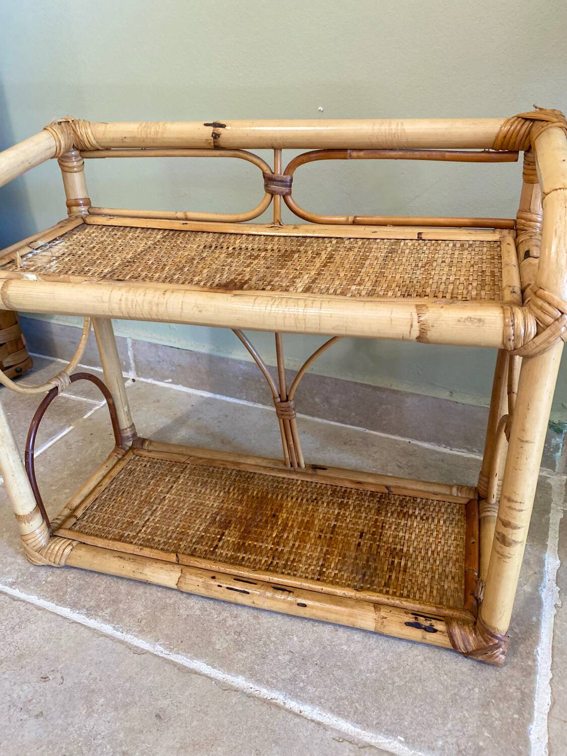 Vintage rattan shelf