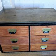 Workshop furniture with drawer units.