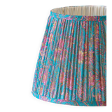New handcrafted lampshade in vintage silk sari, turquoise pink floral.