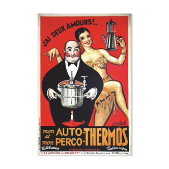 Old vintage poster poster i'ai two love baker thermos litho