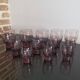 Set of 50s art deco purple/rosé blown glass glasses