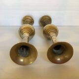 Paire de vases réversibles bougeoirs en laiton