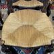 Set of 7 Louis XV style beech chairs with straw seats.