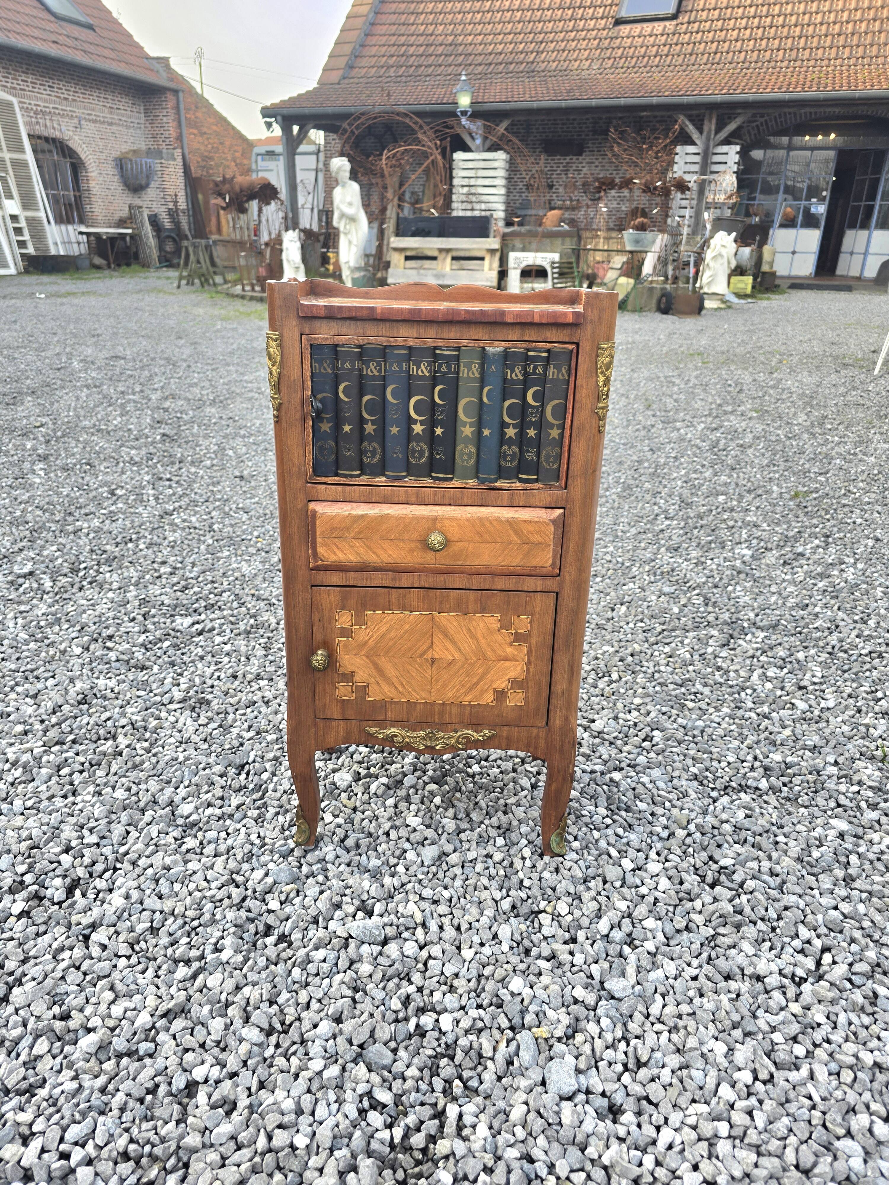 Fake book bedside table with doors