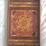 Old vintage marquetry wooden tray