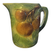 Magnifique rare Pichet Broc Saint Amand 1900 Orange Barbotine