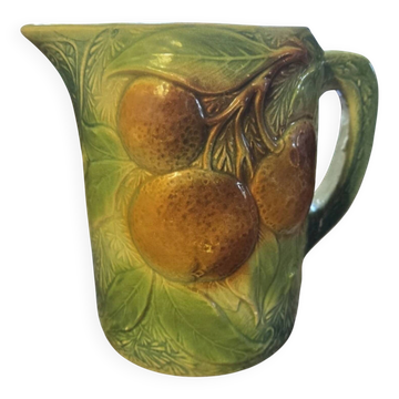 Magnifique rare Pichet Broc Saint Amand 1900 Orange Barbotine