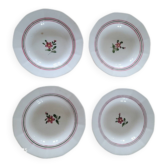 4 Sarreguemines soup plates