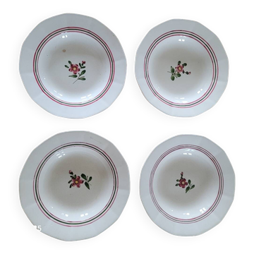 4 Sarreguemines soup plates