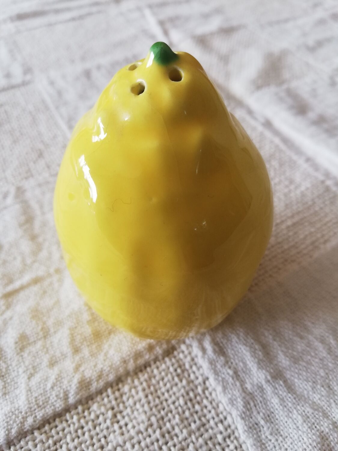 Vintage lemon-shaped ceramic salt shaker