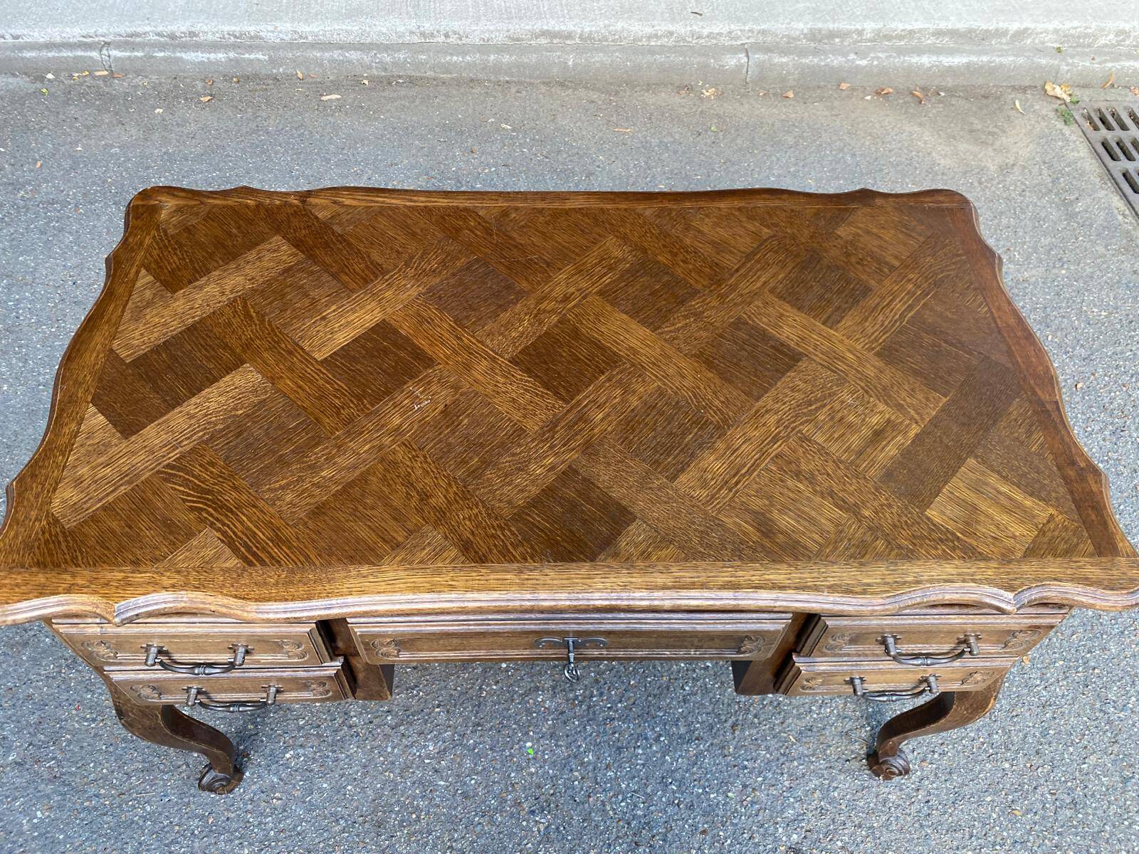 Louis XV style oak center desk