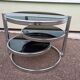 Table basse ronde en verre et chrome vintage
