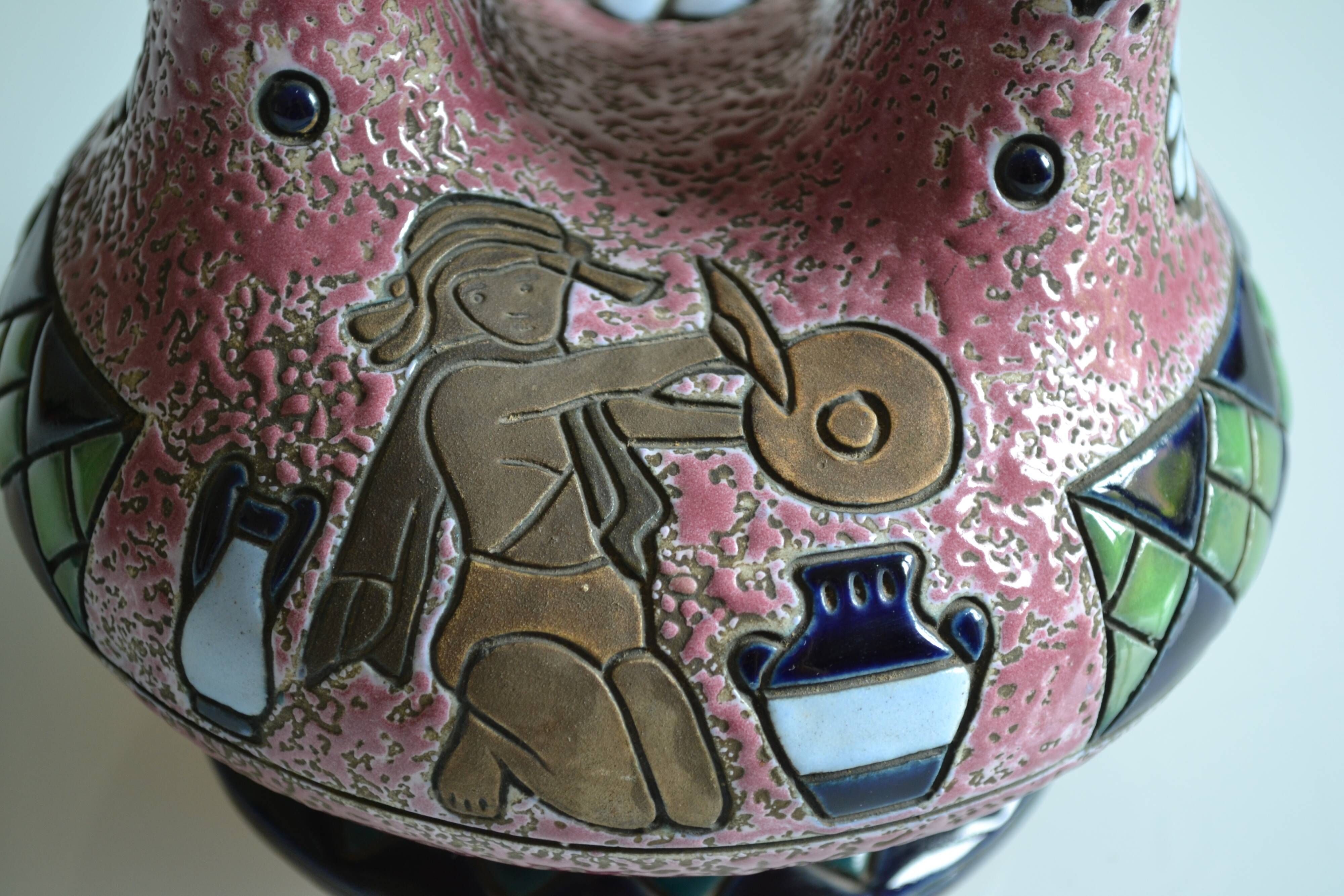 Art deco ceramic tulip vase Amphora Czechoslovakia