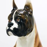 Life-size boxer dog statue in majolica, glazed ceramic, Italy, 1970s.