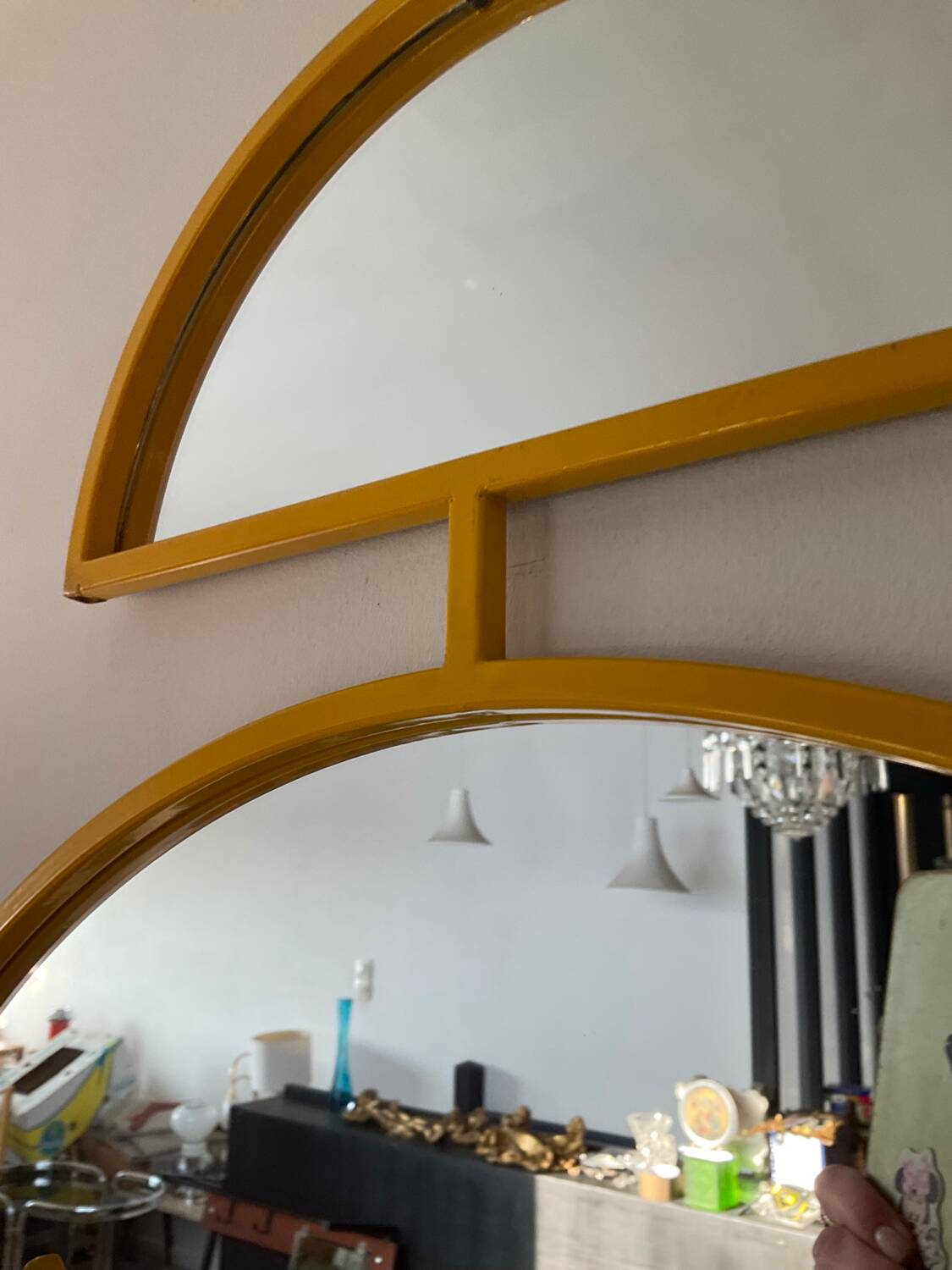 Large vintage Pilm Italy mirror in yellow metal