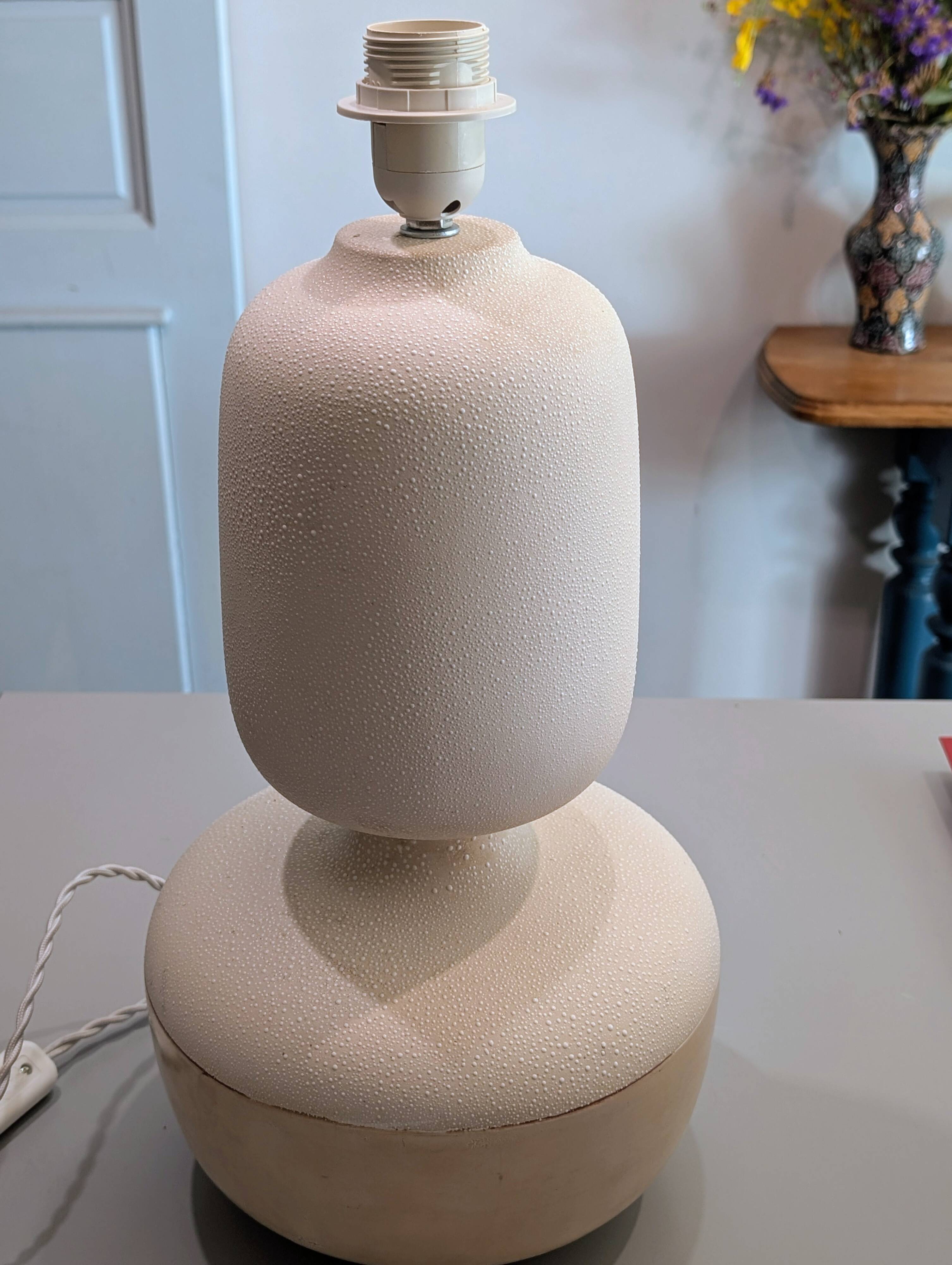 Digoin "perlé" lamp in antique earthenware