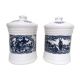 Paire de pots apothicaires opaline blanc et bleu