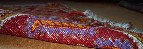 Old turkish carpet yastik handmade 44cm x 86cm 1920s, 1c371