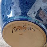 Art Gilles blue ceramic pitcher