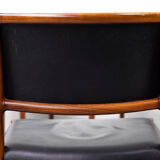 Set of 6 wooden Dining Chairs with black Leather, 1960
