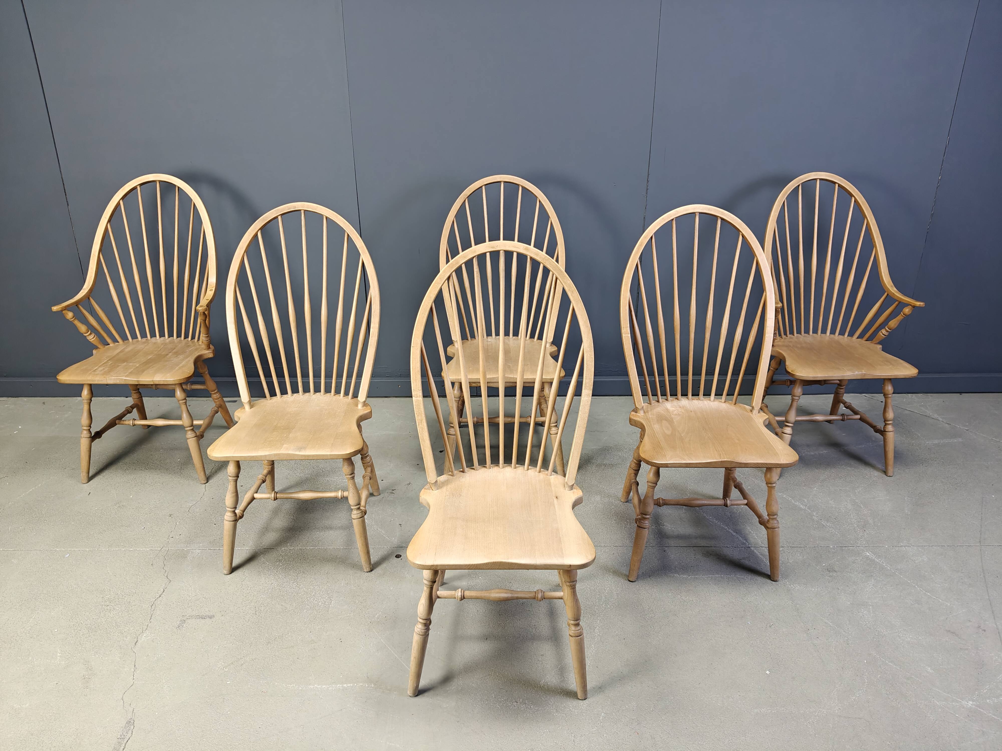 Vintage Windsor Style Dining Chairs, 1960s - Set of 6