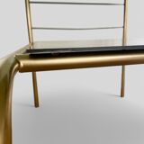 Modernist coffee table in metal and smoked glass