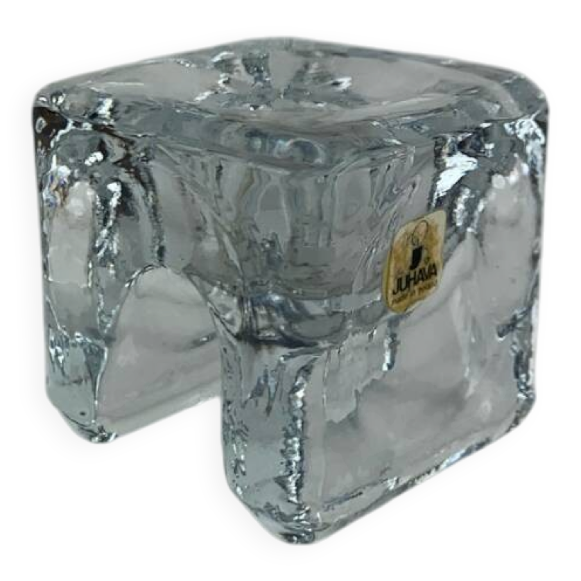 Juhava "ice cube" glass candlestick, vintage