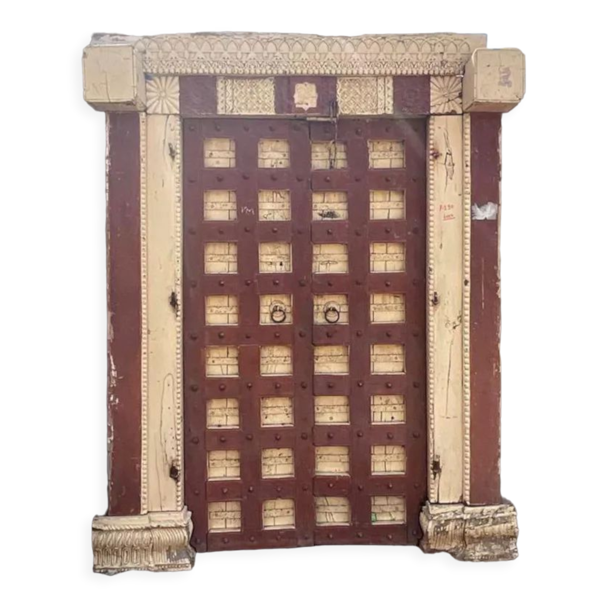 Indian door in teak, piece and patina of origin