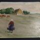 Oil painting on cardboard, rural landscape, early 20th century