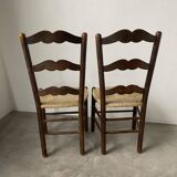Pair of rustic oak straw chairs