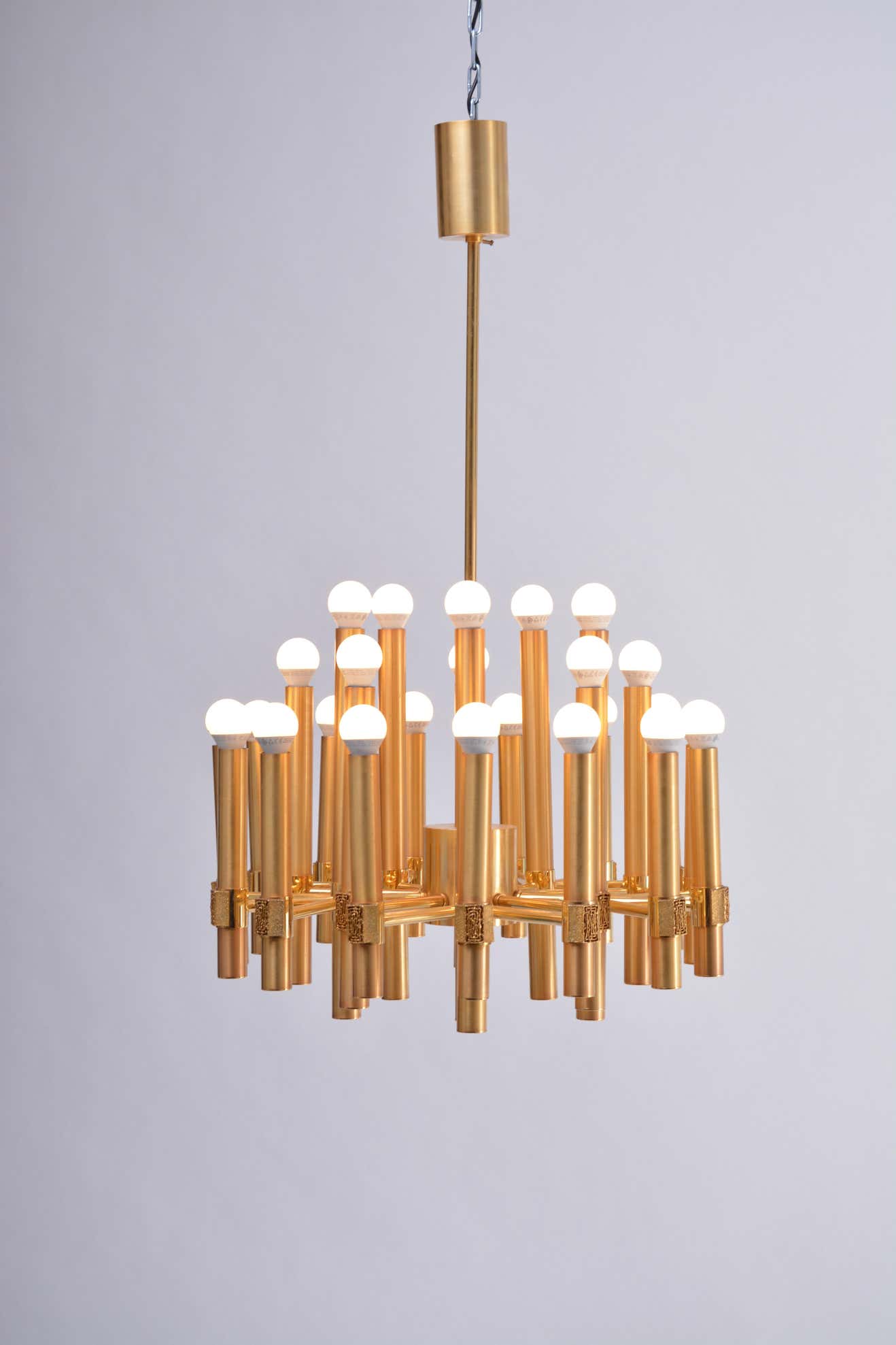 Golden chandelier by Angelo Brotto for Esperia Italia