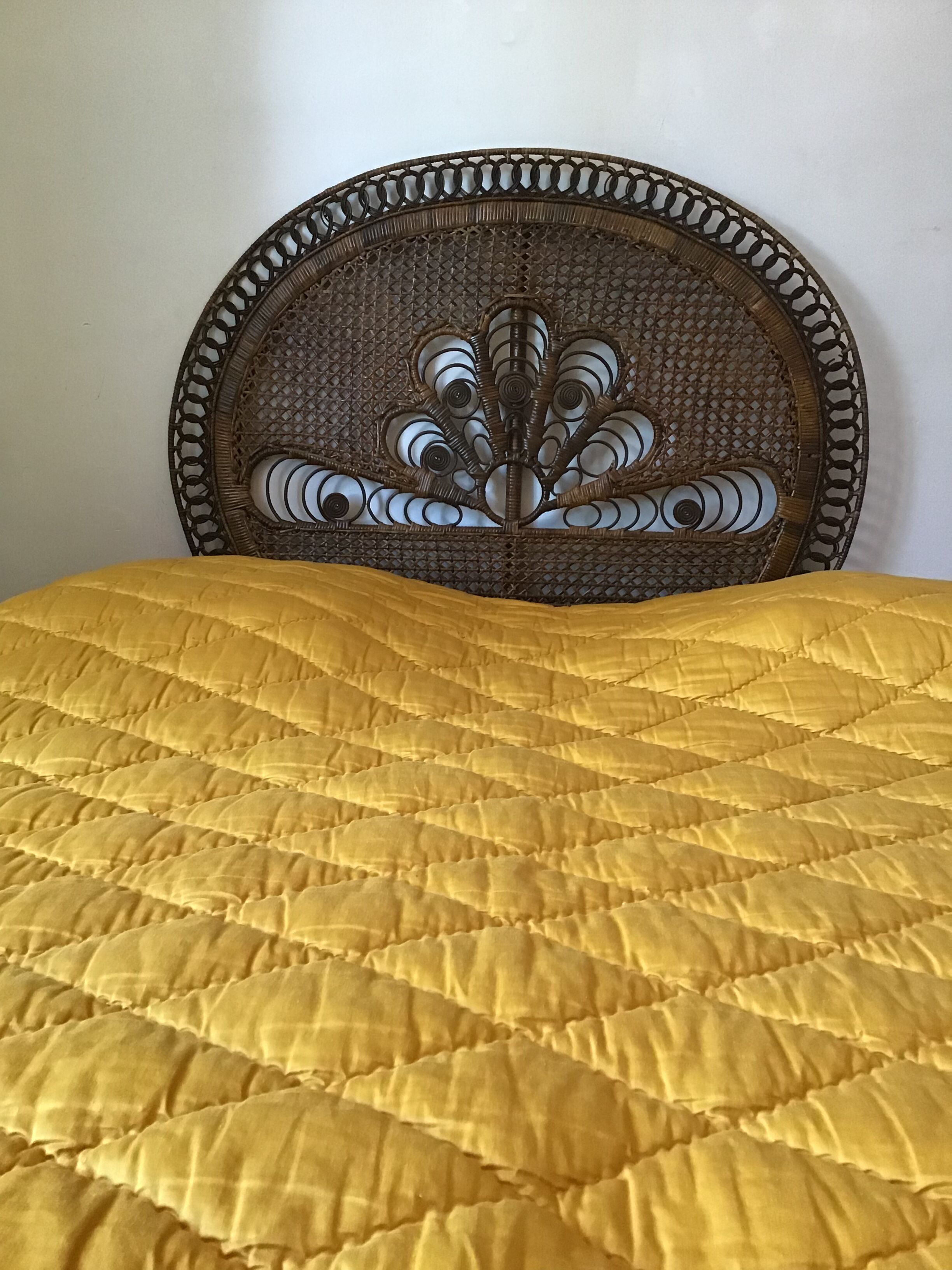 Pair of rattan and canning bed head