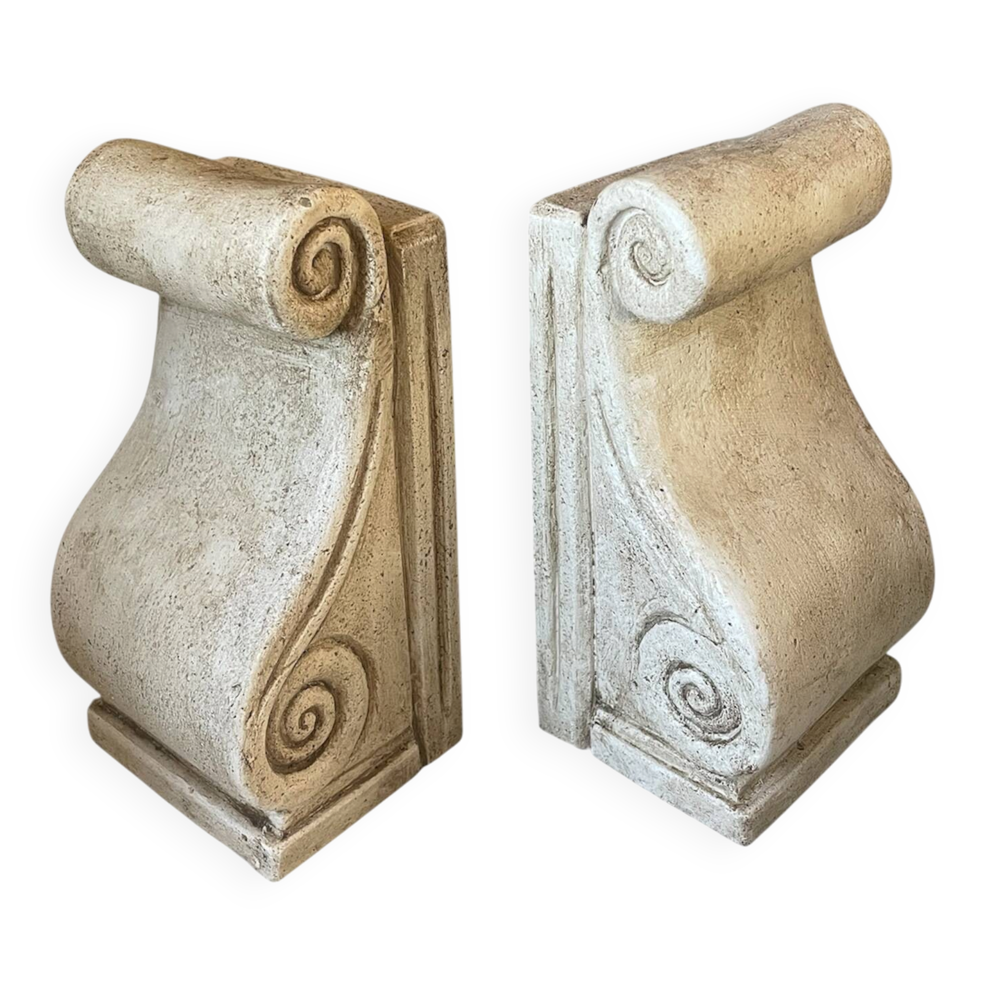 Pair of vintage patinated plaster bookends
