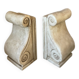 Pair of vintage patinated plaster bookends