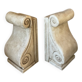 Pair of vintage patinated plaster bookends