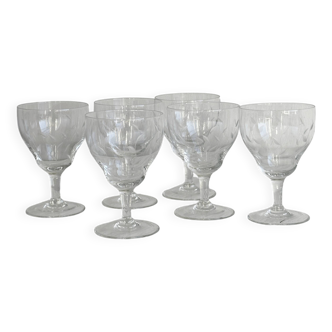 6 chiseled crystal glasses