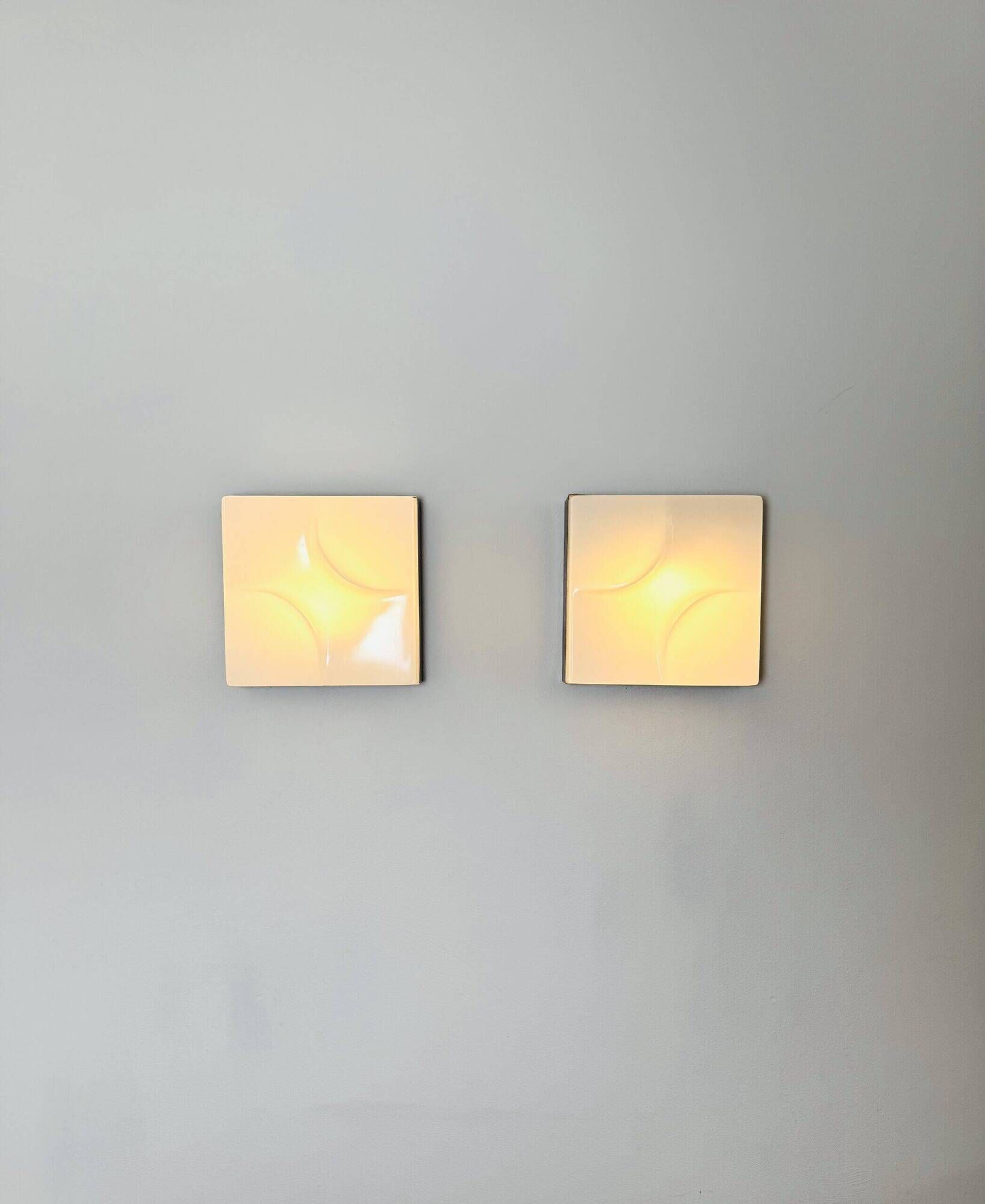 F-3071 Square Abstract Wall Lamps By Raak Amsterdam, The Netherlands 1970S