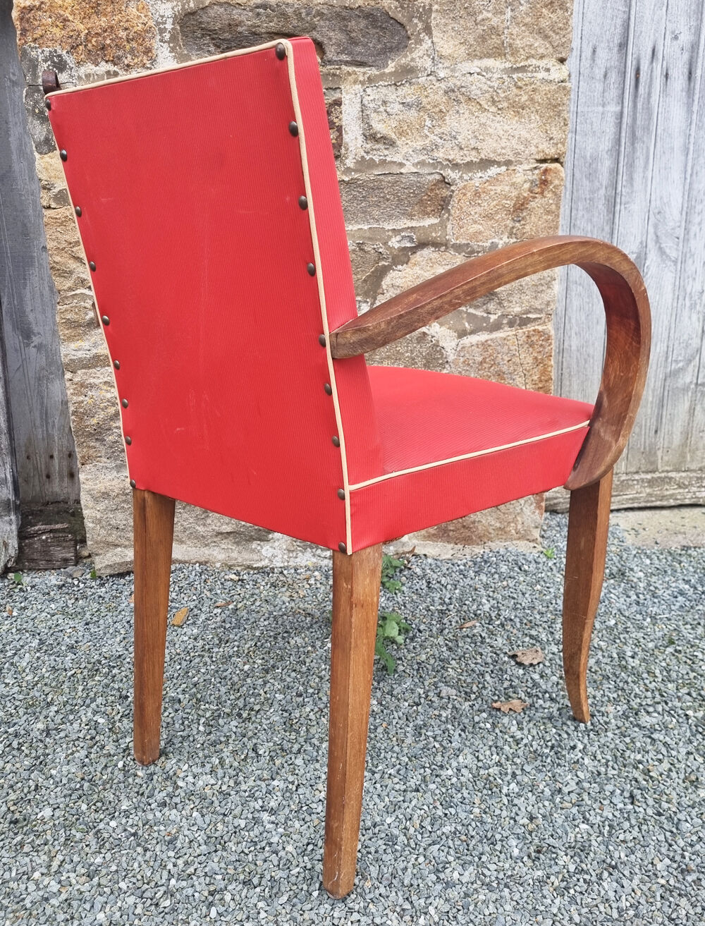 Red vintage bridge armchair, 40s