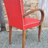 Red vintage bridge armchair, 40s
