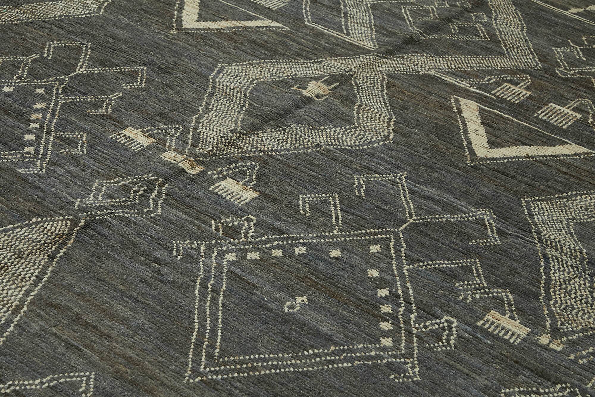 Hand-Knotted Tribal Unique 283 cm x 370 cm Grey Wool Carpet
