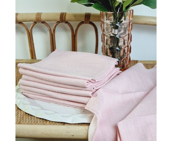 Lot de 9 serviettes de table en coton rose